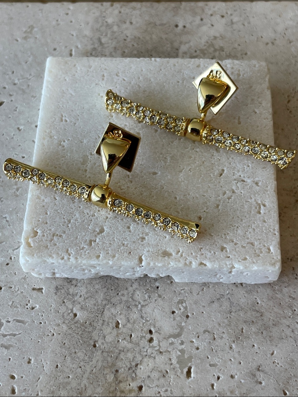 Alexis Bittar Gold Crystal Linear Drop Earrings - Picture 2 of 3